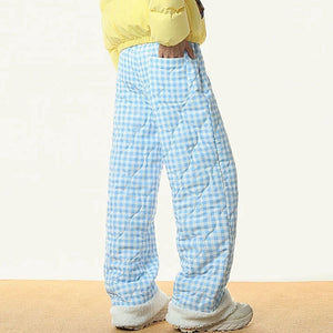 Pastel Checkered Puffer Pants