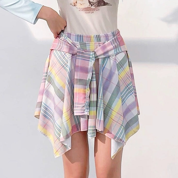 Secret Crush Pastel Plaid Skirt