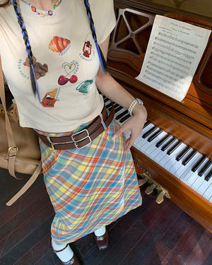 Preppy Colorful Plaid Maxi Skirt