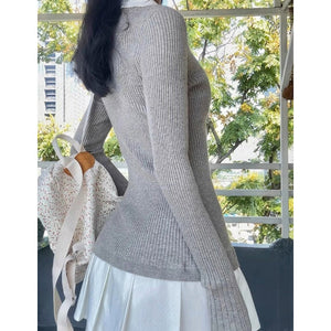 Preppy Style Pleated Knit Dress