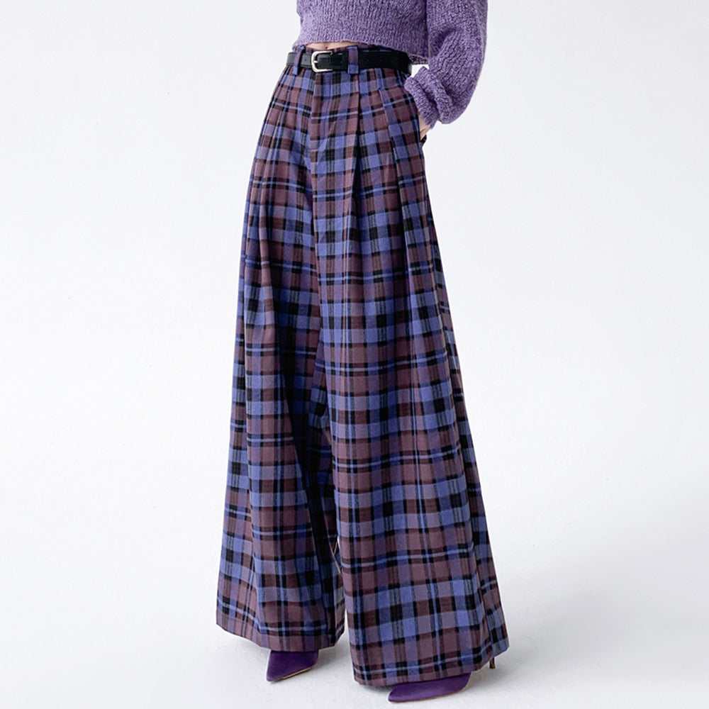 Best In Class Plaid Wide-Leg Trousers