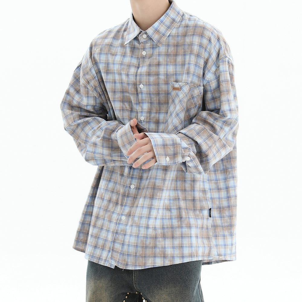 Soft Girl Plaid Button-Up Shirt