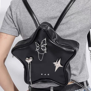 Grunge Star-Shaped Mini Backpack