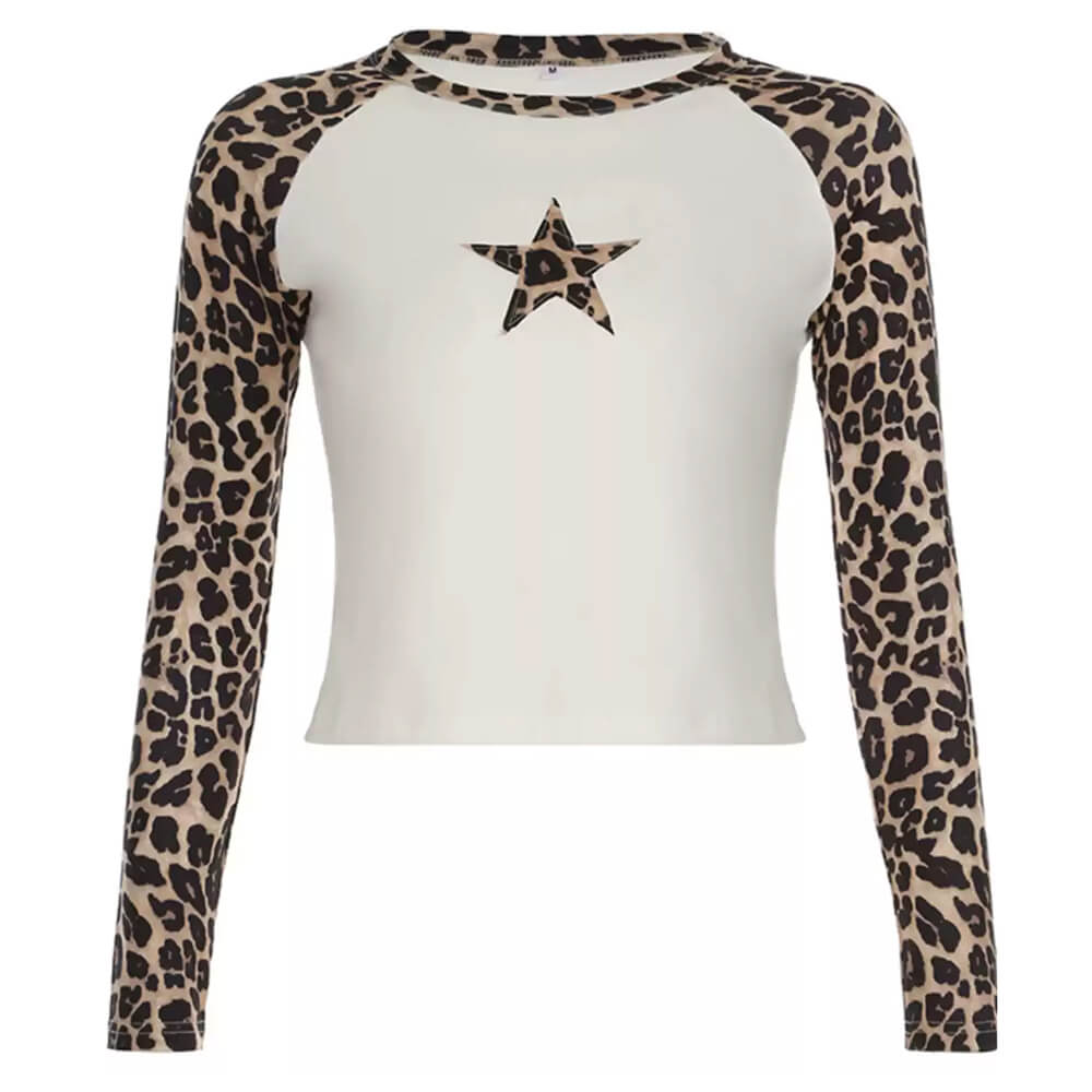 Star Leopard Long Sleeve Top