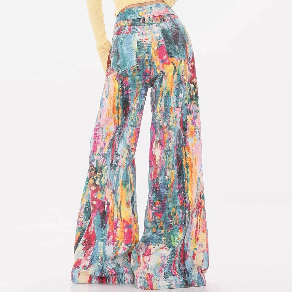 Tie-Dye Wide-Leg Jeans