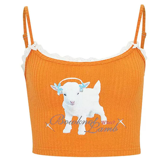 Y2K Lamb Print Crop Top