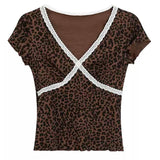 Y2K Leopard Lace Crop Top