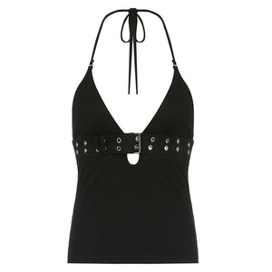 Y2K Buckle Halter Top