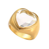 Y2K Diamond Heart Chunky Ring