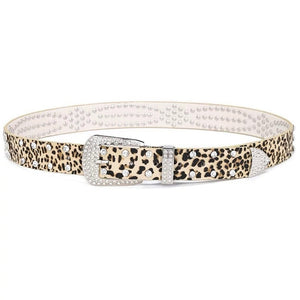 Y2K Rhinestone Leopard Belt