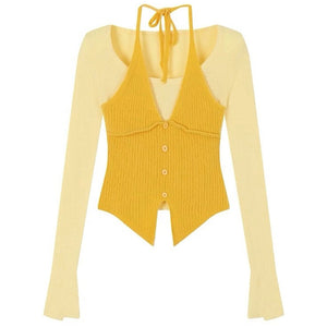 Springtime Layered Halter Knit Top